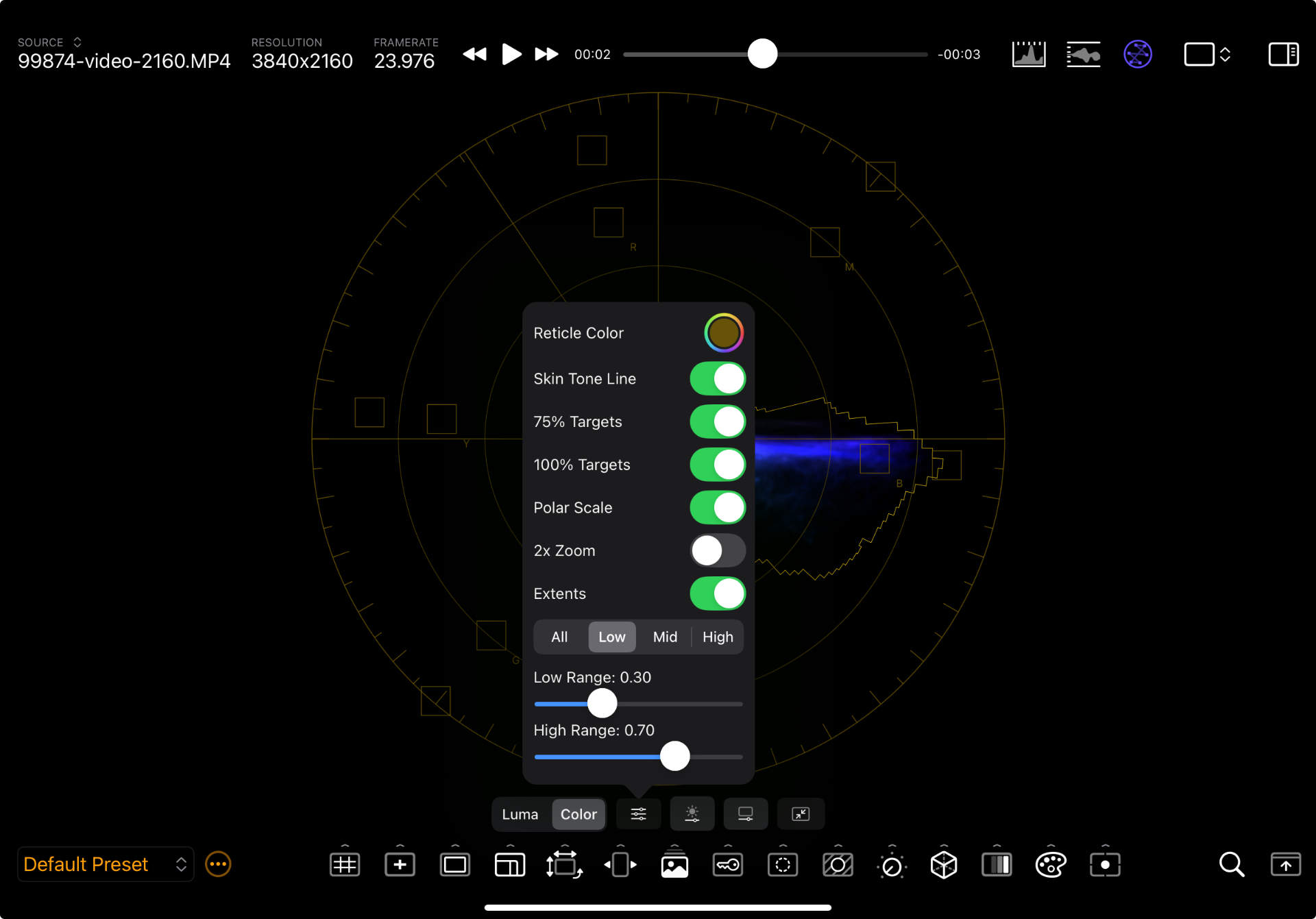 Vectorscope Settings
